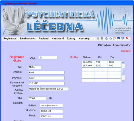 Administrátor - registrace lékaře