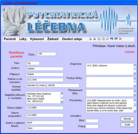 Lékař - editace pacienta