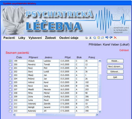 Lékař - seznam pacientů